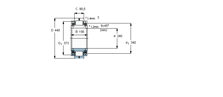 SKF 圓柱滾子軸承, 剖分式單列319307C樣本圖片