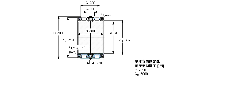 SKF 圓柱滾子軸承, 剖分式雙列BCRB322250A樣本圖片