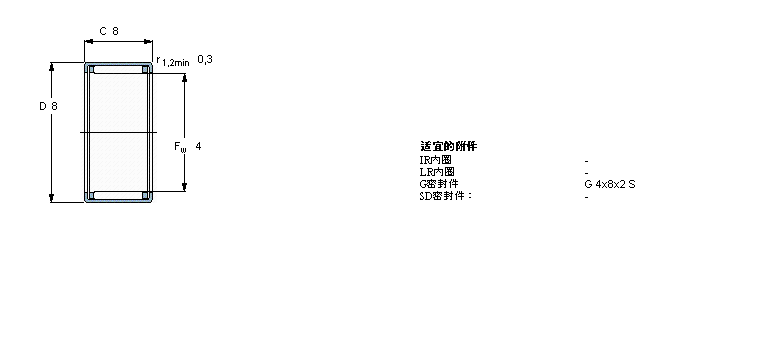 SKF 滾針軸承, 沖壓外圈, 開式尾端, 無密封件HK0408樣本圖片