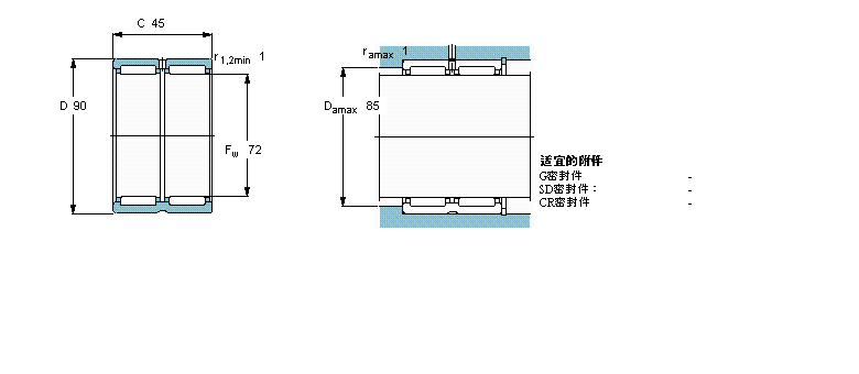 SKF 滾針軸承, 帶法蘭，無內圈, 無密封件RNA6913樣本圖片