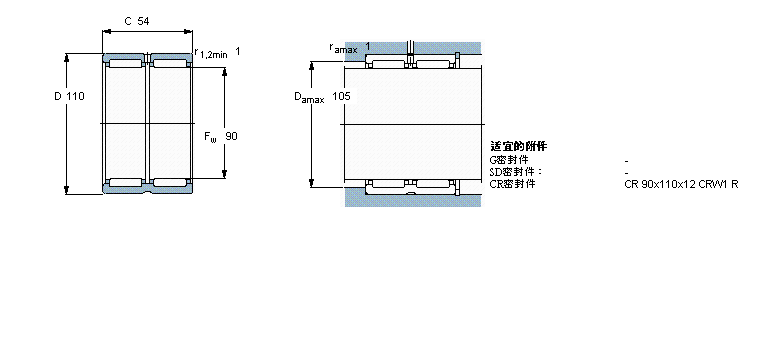 SKF 滾針軸承, 帶法蘭，無內(nèi)圈, 無密封件RNA6916樣本圖片