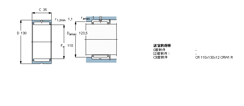 SKF 滾針軸承, 帶法蘭，無內(nèi)圈, 無密封件RNA4919樣本圖片