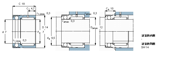 SKF 組合式滾針軸承, 滾針/滿球推力球軸承NX7ZTN樣本圖片
