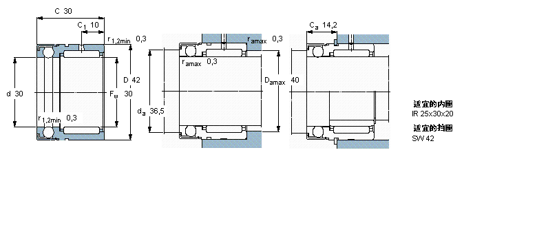 SKF 組合式滾針軸承, 滾針/滿球推力球軸承NX30Z樣本圖片