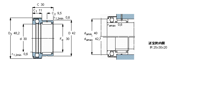 SKF 組合式滾針軸承, 滾針/推力球軸承NKX30Z樣本圖片