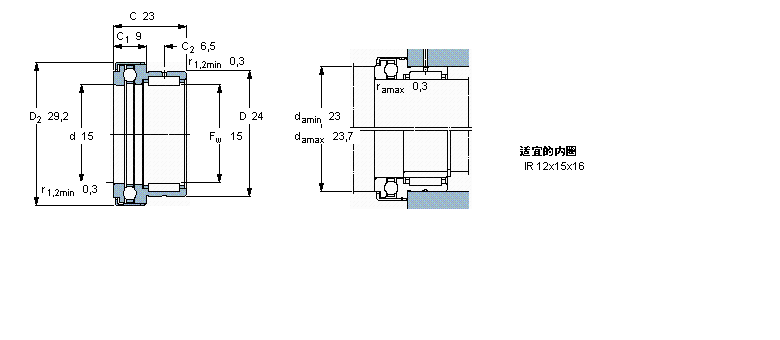 SKF 組合式滾針軸承, 滾針/推力球軸承NKX15Z樣本圖片