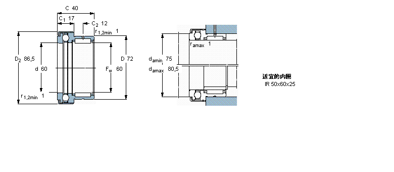 SKF 組合式滾針軸承, 滾針/推力球軸承NKX60Z樣本圖片