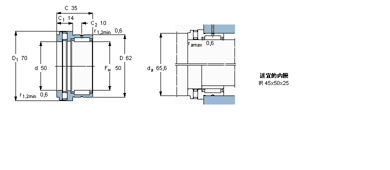 SKF 組合式滾針軸承, 滾針/圓柱滾子推力軸承NKXR50樣本圖片