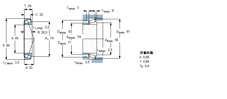 SKF 圓錐滾子軸承, 單列, 公制軸承T7FC045/HN3QCL7C樣本圖片