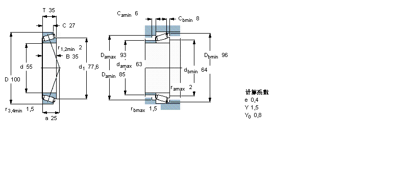 SKF 圓錐滾子軸承, 單列, 公制軸承33211/Q樣本圖片