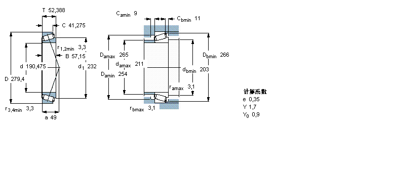 SKF 圓錐滾子軸承, 單列, 英制軸承M239449/410樣本圖片