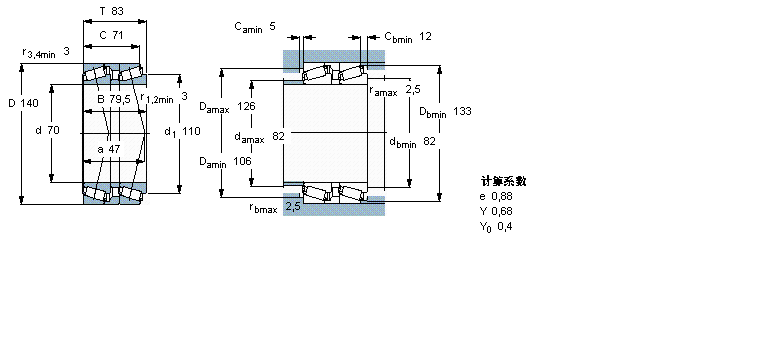 SKF 圓錐滾子軸承, 單列，前后配對T7FC070T83/QCL7CDTC10樣本圖片