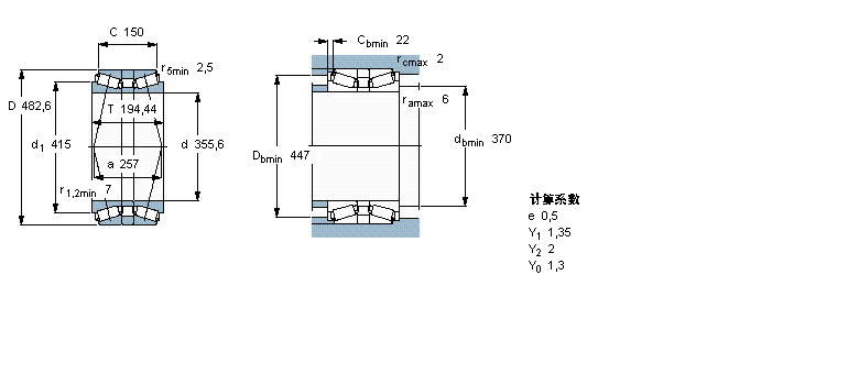 SKF 圓錐滾子軸承, 單列，背對背配對BT2B441165樣本圖片