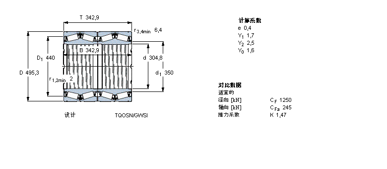 SKF 圓錐滾子軸承, 四列，TQO結(jié)構(gòu), TQOSN/GWSI, 軸承孔中的螺旋槽BT4-8061G/HA1VA901樣本圖片