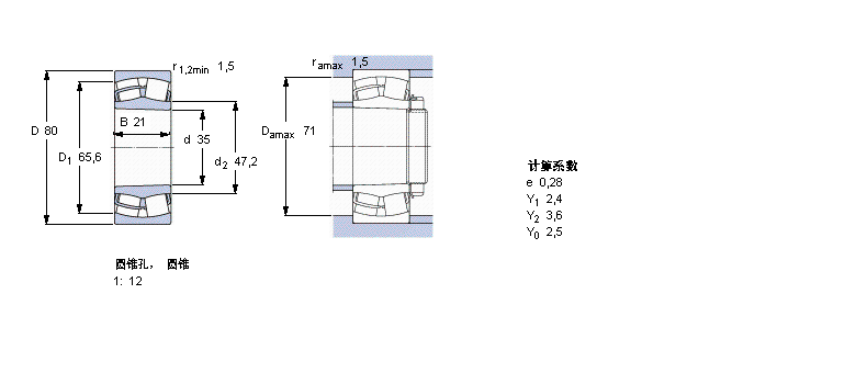 SKF 球面滾子軸承, 圓柱和圓錐孔, 圓錐型內(nèi)孔, 無密封件21307CCK樣本圖片
