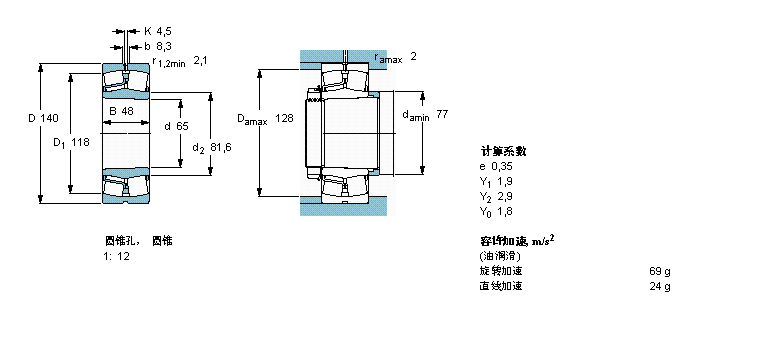 SKF 球面滾子軸承, 圓柱和圓錐孔, 圓錐型內(nèi)孔, 用于振動(dòng)場(chǎng)合22313EK/VA405樣本圖片