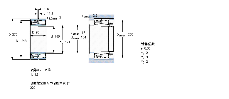 SKF 球面滾子軸承, 圓柱和圓錐孔, 圓錐型內(nèi)孔, 兩面密封件23230-2CS5K/VT143樣本圖片