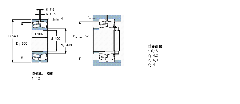 SKF 球面滾子軸承, 圓柱和圓錐孔, 圓錐型內(nèi)孔, 無密封件23980CCK/W33樣本圖片