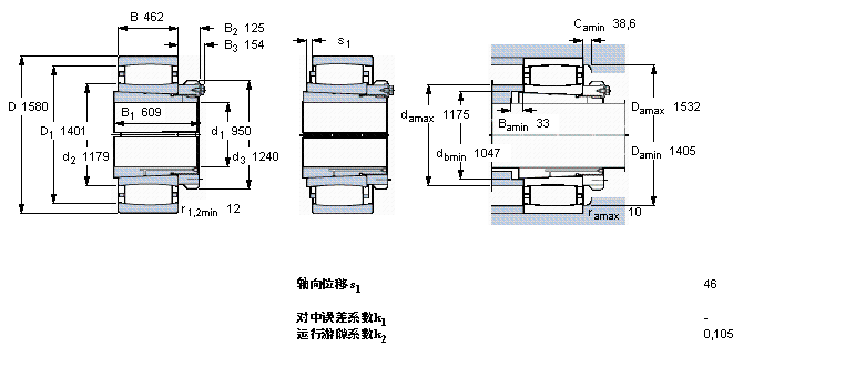 SKF CARB圓環(huán)滾子軸承, 帶緊定套的, 與保持架C31/1000KMB+OH31/1000HE樣本圖片