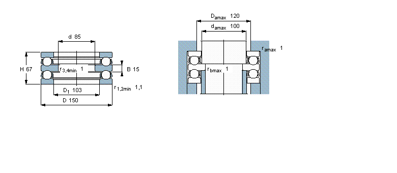SKF 推力球軸承, 雙向52220樣本圖片