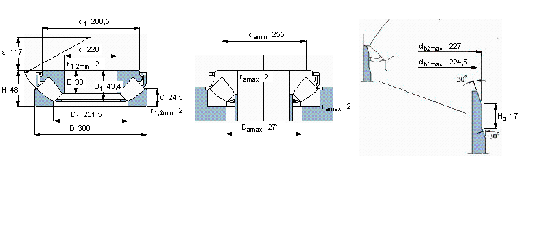 SKF 球面滾子推力軸承, 球面滾子推力軸承29244E樣本圖片