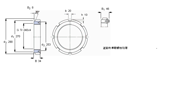 SKF 帶鎖緊夾的HM(E)鎖定螺母HME3048樣本圖片