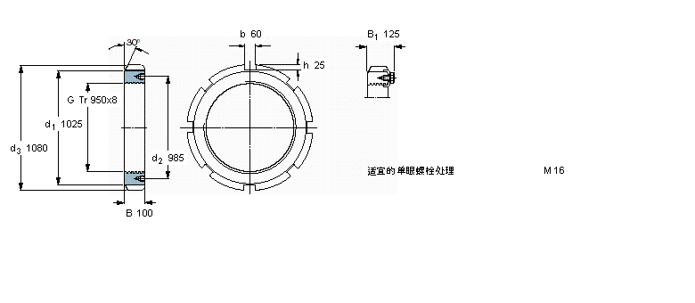 SKF 帶鎖緊夾的HM(E)鎖定螺母HM30/950樣本圖片