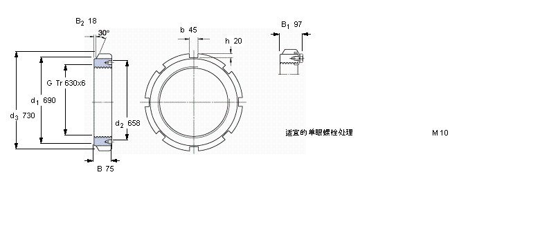 SKF 帶鎖緊夾的HM(E)鎖定螺母HME30/630樣本圖片