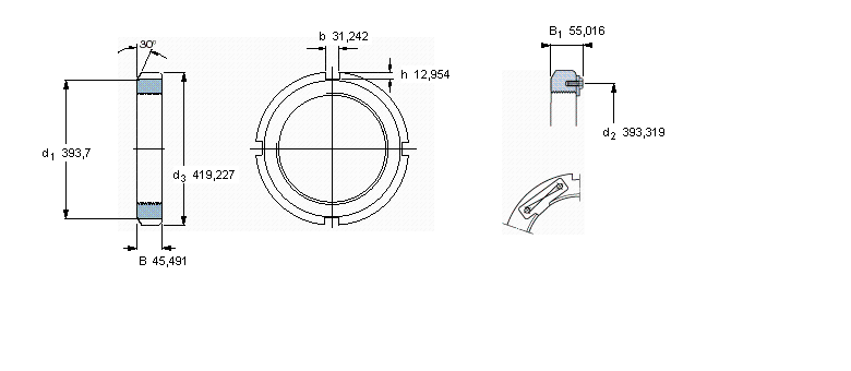 SKF N和AN鎖定螺母, 英制尺寸N072樣本圖片