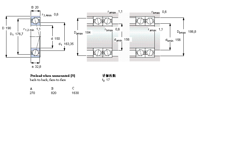 SKF 角接觸球軸承, 精密, CD, contact angle 15&deg;, hybrid, super-precision71830CD/HCP4A樣本圖片