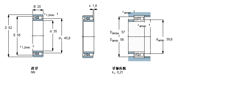 SKF 圓柱滾子軸承,雙列, 精密, NN 設(shè)計(jì)NN3007/SP樣本圖片