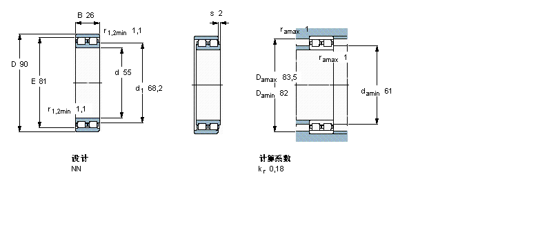 SKF 圓柱滾子軸承,雙列, 精密, NN 設(shè)計NN3011TN/SP樣本圖片