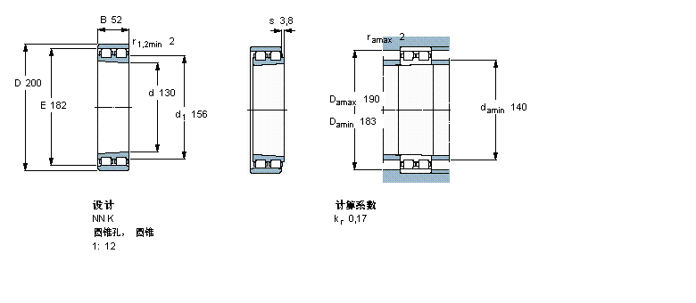 SKF 圓柱滾子軸承,雙列, 精密, NN 設(shè)計(jì), 圓錐型內(nèi)孔NN3026KTN9/SP樣本圖片