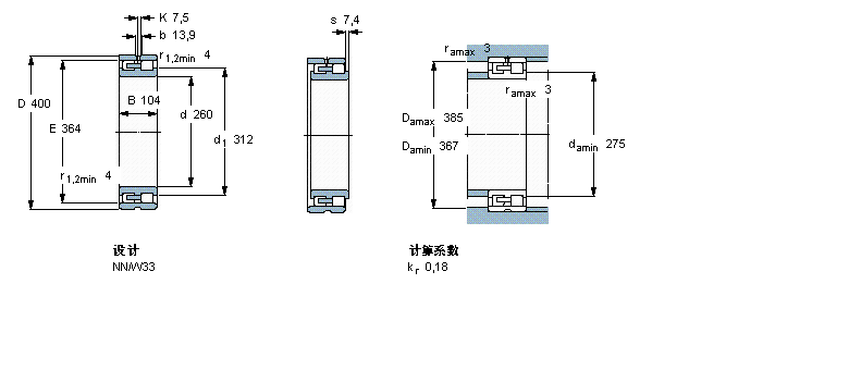 SKF 圓柱滾子軸承,雙列, 精密, NN 設(shè)計(jì)NN3052/SPW33樣本圖片