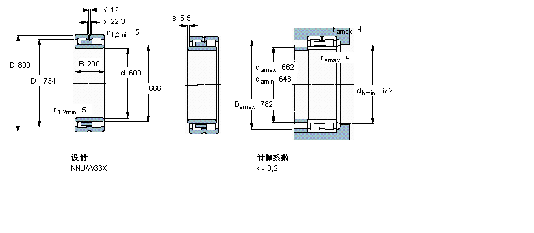 SKF 圓柱滾子軸承,雙列, 精密, NNU 設(shè)計(jì)NNU49/600B/SPW33X樣本圖片
