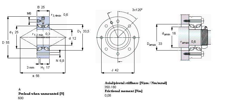 SKF 角接觸推力球軸承 for screw drives, double direction, for bolt mountingBEAM012055-2Z樣本圖片