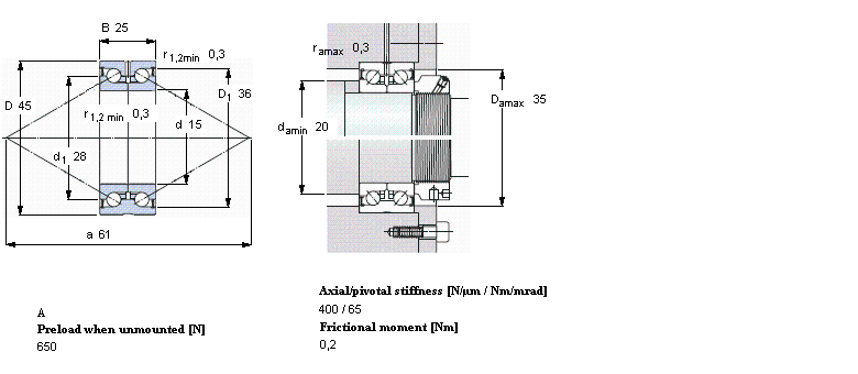 SKF 角接觸推力球軸承 for screw drives, double directionBEAS015045-2RS樣本圖片