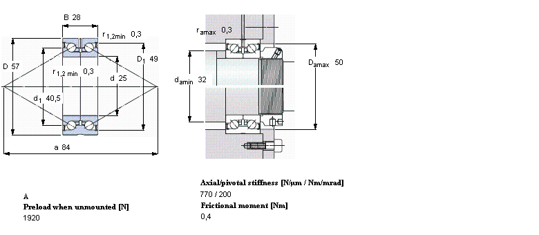 SKF 角接觸推力球軸承 for screw drives, double directionBEAS025057-2RS樣本圖片