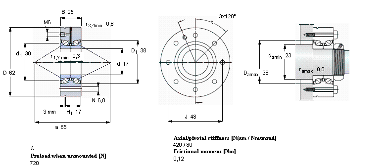 SKF 角接觸推力球軸承 for screw drives, double direction, for bolt mountingBEAM017062-2Z/PE樣本圖片
