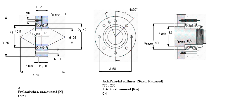 SKF 角接觸推力球軸承 for screw drives, double direction, for bolt mountingBEAM025075-2RS/PE樣本圖片