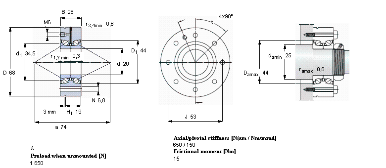 SKF 角接觸推力球軸承 for screw drives, double direction, for bolt mountingBEAM020068-2Z/PE樣本圖片