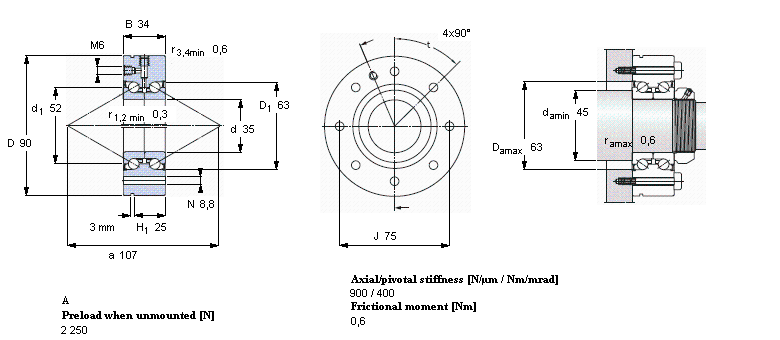 SKF 角接觸推力球軸承 for screw drives, double direction, for bolt mountingBEAM035090-2RS樣本圖片