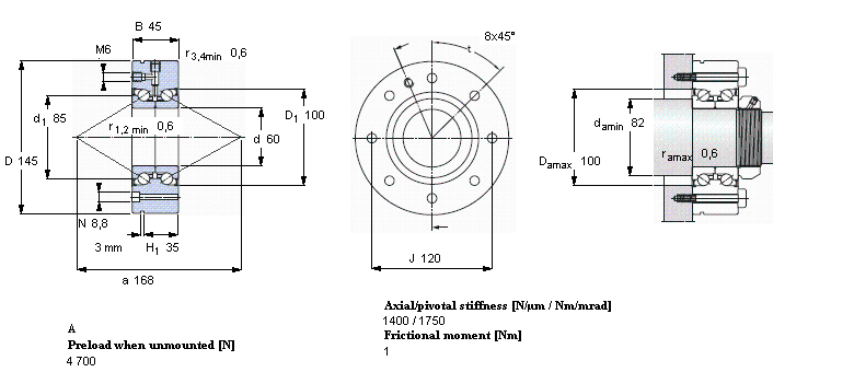 SKF 角接觸推力球軸承 for screw drives, double direction, for bolt mountingBEAM060145-2Z樣本圖片