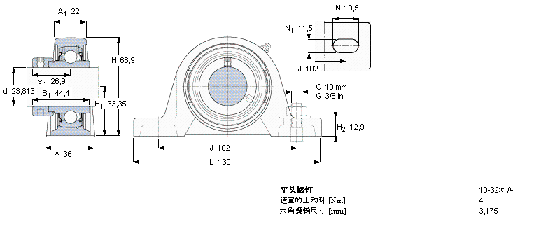 SKF Y-型立式軸承座單元, 鑄造軸承座，偏心鎖緊定軸環(huán), 英制軸承SYH15/16WF樣本圖片