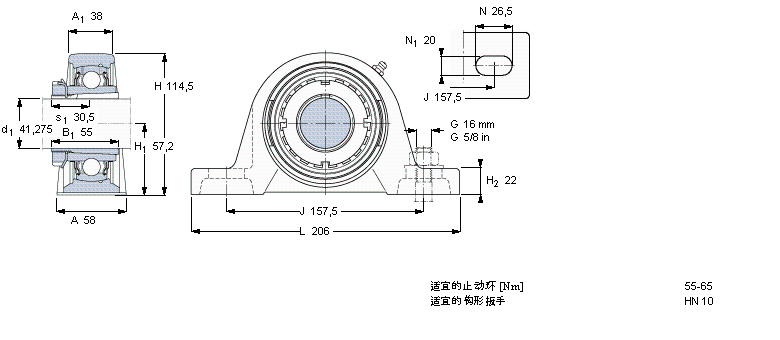 SKF Y-型立式軸承座單元, 鑄造軸承座，緊定套SYJ50KF樣本圖片