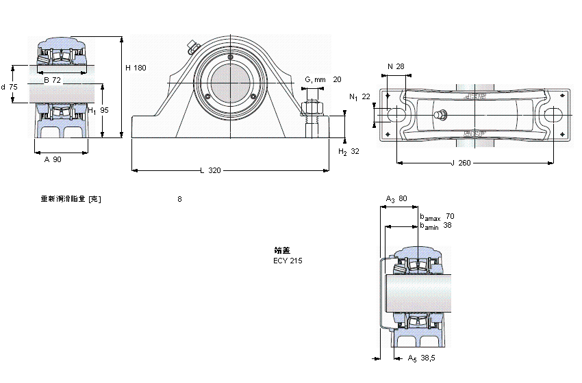 SKF 滾子軸承立式軸承座單元, SKF ConCentra, locating units, labyrinth sealsSYNT75FTS樣本圖片