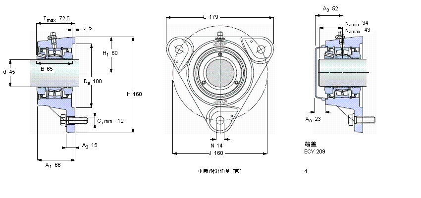 SKF 帶法蘭的滾子軸承單元, SKF ConCentra, locating unitsFYNT45F樣本圖片