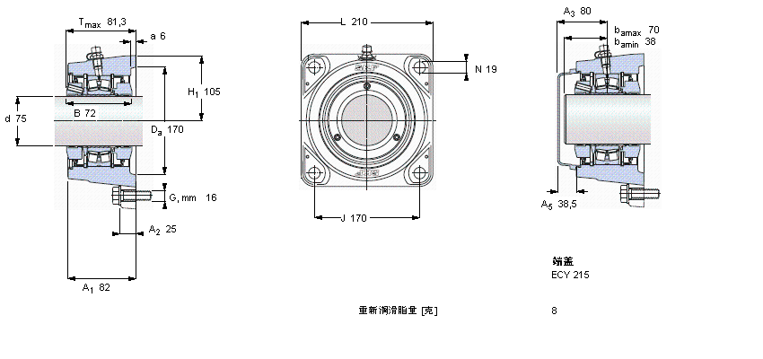 SKF 帶法蘭的滾子軸承單元, SKF ConCentra, locating unitsFYNT75F樣本圖片