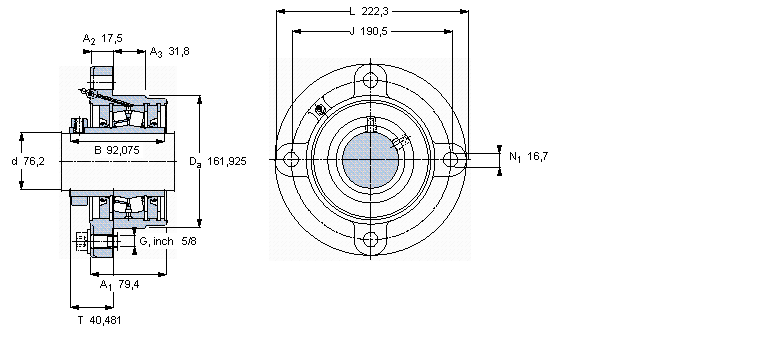 SKF 帶法蘭的滾子軸承單元, 鎖定套和插口，用于英制的軸, locating units, radial shaft sealsFYRP3H-3樣本圖片