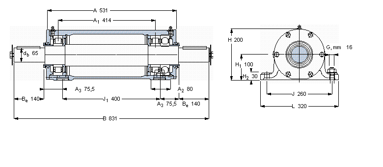 SKF 雙軸承單元, PDRJ單元PDRJ315樣本圖片